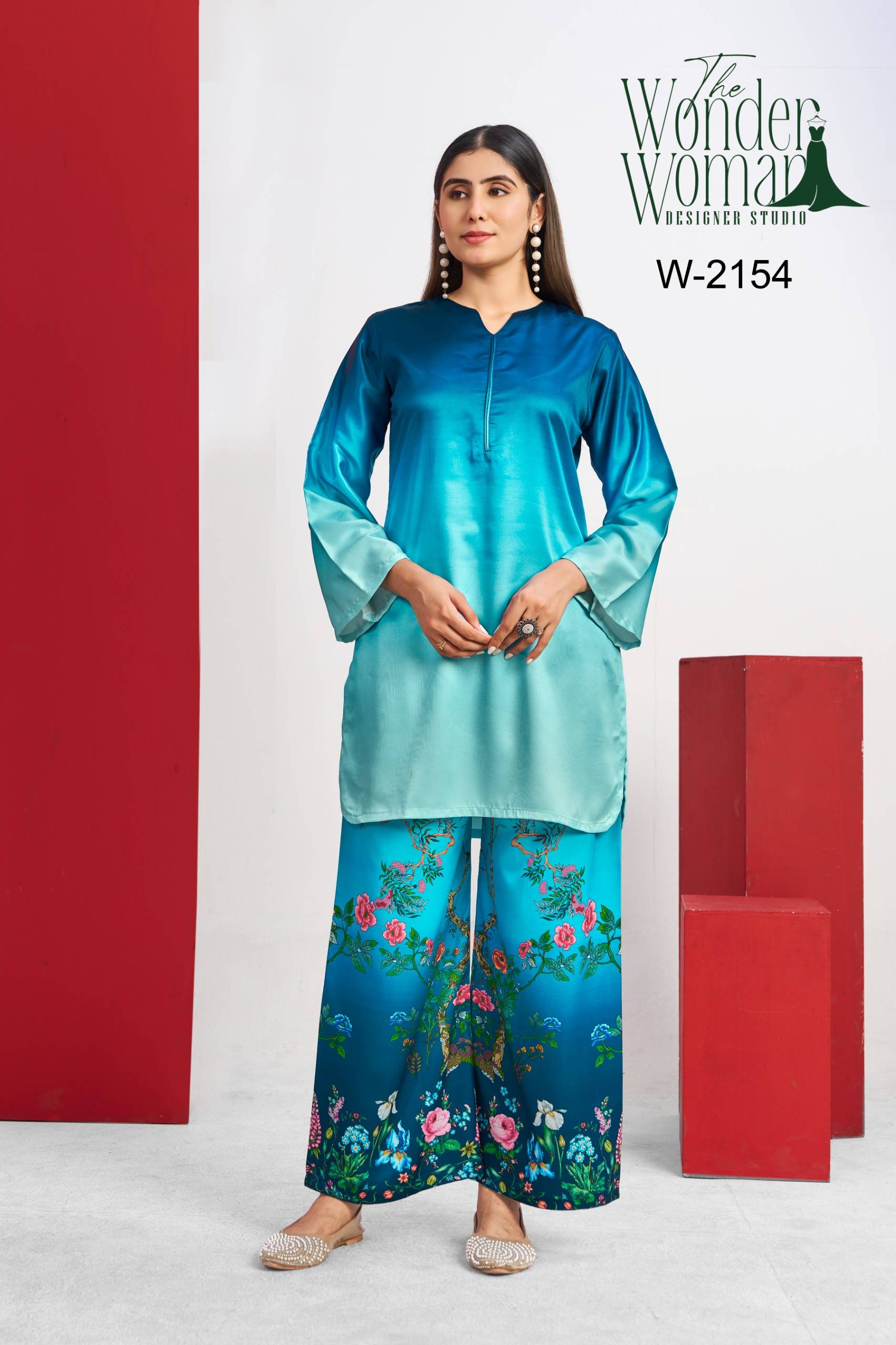W-2154  by The wonder woman Beautiful satin real kurta Stitched Dresses At Wholesale Price